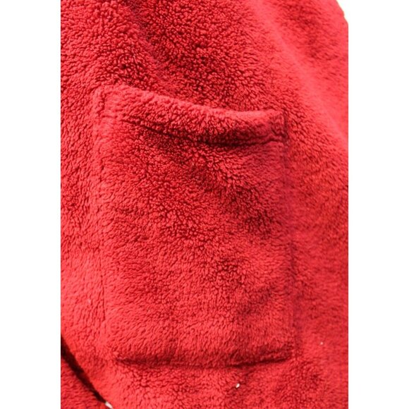 Red Sherpa Wrap Shawl Pockets Warm Winter Comfortable Long Thick Fluffy Scarf - Picture 3 of 8